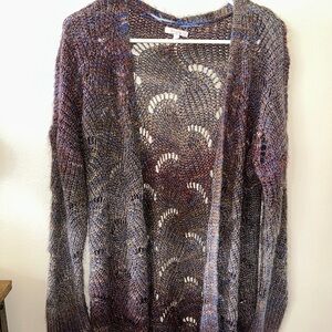 Maurices Multicolor Open-Knit Women's Cardigan in Purple and Brown Tones